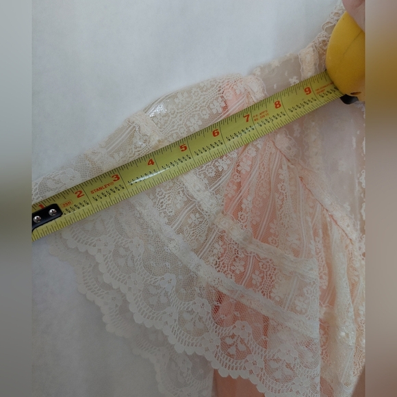 Gunne Sax Romantic Renaissance Bridal Peach Maxi Dress with Lace Capelet - Picture 10 of 10